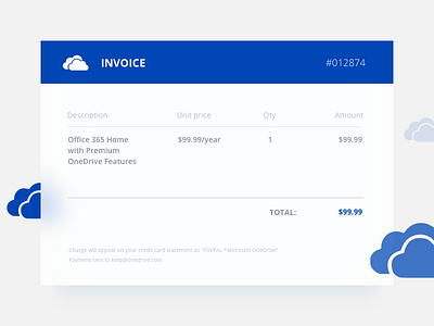 Daily UI | 046 — Invoice 046 cloud daily daily ui invoice microsoft onedrive