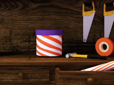 Set design c4d christmas elfs presents workshop