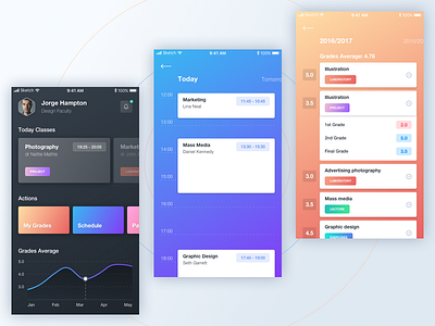 University app chart events filter grades reminder schedule timesheet timetable university