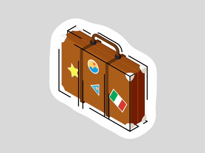 Suitcase 3d animation design flat gif isometric motion design suitcase