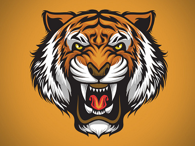 Roaring Tiger bazzier drawing illustration illustrator logo mascot microstock roaring tiger vector