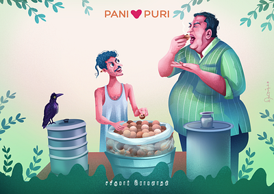 Pani Puri wala food lovers indian food north indian food pani puri love pani puri wala trending illustration