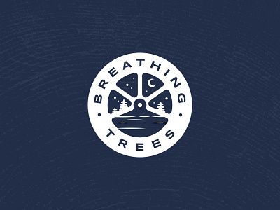 Breathing Trees - Logo branding camping logo navy trees white