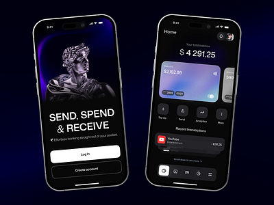 Neooobank Mobile App: Metallic Theme 3d animation application banking fintech graphic design illustration ios minimalizm mobile app motion graphics neobank ui ux