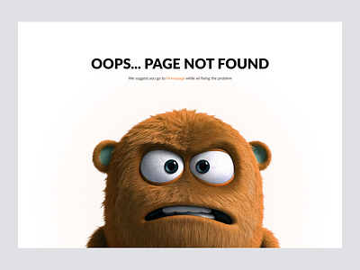 404 Error • Website 3d 404 ai animals big design error figma illustration minimal monster orange page recraft simple ui ux web website white