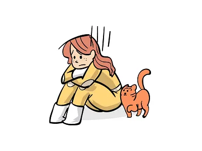 Nova character girl sad sticker yellow