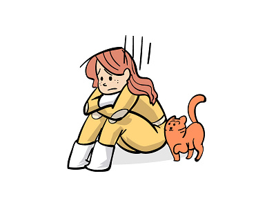 Nova character girl sad sticker yellow