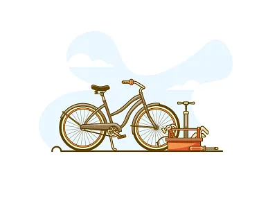 Cruiser beach cruiser bicycle bike flat design maintenance minimal repair retro