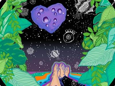 La planète digital illustration jungle love planet sea