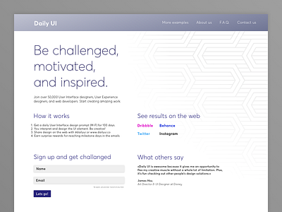 Daily UI #100 – Landing Page Redesign dailyui homepage landing landing page redesign site ui ui challange user interface website