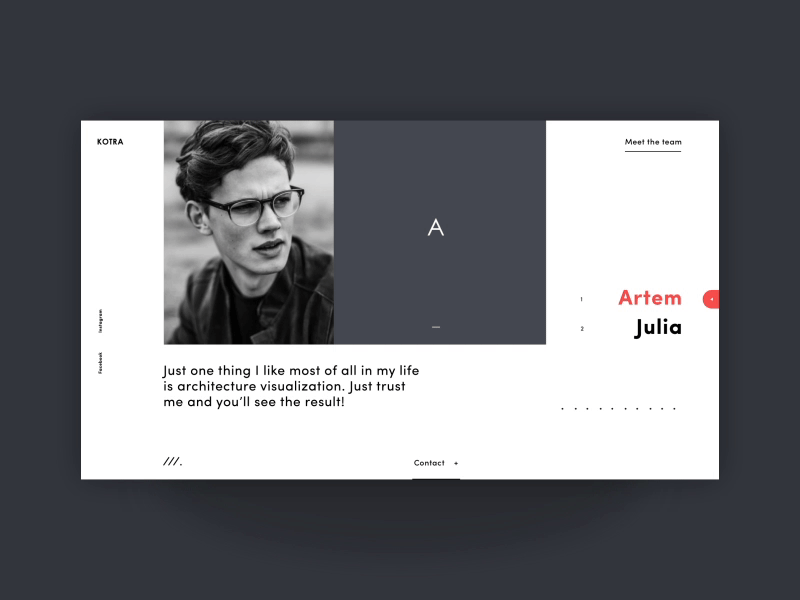 Kotra Architecture Bureau Team Page Animation anim artem design interface julia team page ui ux web