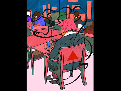 coffee shop people art coffee shop design drawing illustration painting