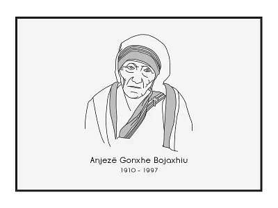 Mother Teresa albania design illustration november outline vector