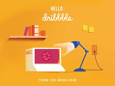 Hello, Dribbble! computer design graphic illustartion lamp retro pc