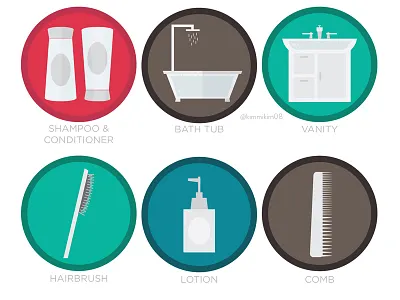 Bathroom Icons, Set 2 flat design icons illustration illustrator