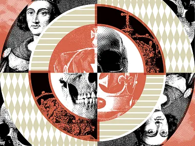 Exit the King Illustration clipping mask contrast distorted halftone king live theatre offset pattern performance play shift theatre