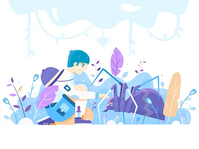 Spider 2d illustration character design forest spider