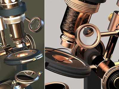Microscope (3) 3d antique fantasy illustration microscope steampunk technology toy victorian