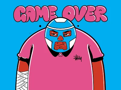 Street Wrestler cartoons character design vector