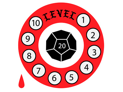 D&D Character Leveling chart critical roll dd illustrator midnightcompany nerd red