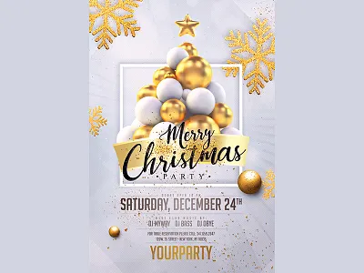 Christmas Party Invitation White Gold banner christmas design gold graphic handwriting party special typography white
