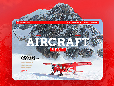 Concept for an aircraft rental company. aircraft airplane concept mountain plane red rent ui vensko webdesign website winter