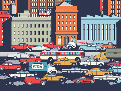 Illustration for upcoming book 1950s detroit