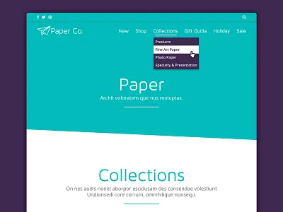 Day 53 – Header Navigation 053 dailyui dropdown header header navigation menu navigation paper parent page uidesign user interface web design