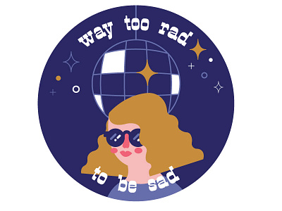 Way too rad cool dance disco happy rad sad sparkles sticker sunglasses