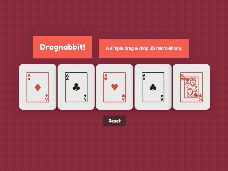 ❏ Dragnabbit! ❏ codepen drag drop interaction javascript library ui