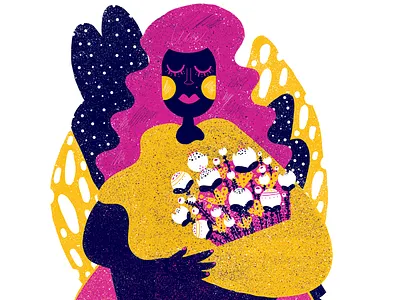 Mother of Plants flowers illustration plants texture woman