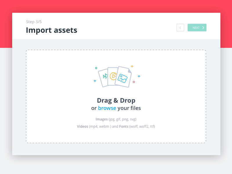 Drag & drop assets drag drop dragdrop dragndrop editor import saas web