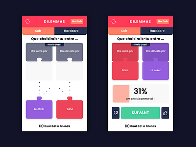 Dilemmas Version 2 Bis app application design dribbble figma game graphic ui uiux ux wireframes