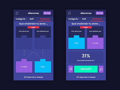 Dilemmas Version 1 app application design dribbble figma game graphic ui uiux ux wireframes