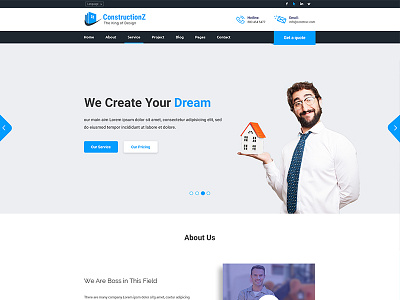 Contructionz Theme Hero Section V1 builder construction engineeringfirm housing