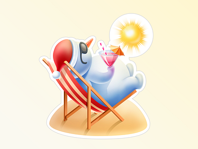 Snowman beach chaise longue cocktail glasses heat new year rest snowman sun vacation winter