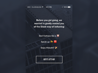 Code of Conduct splash screen app event ios slush splash screen ui design visual design
