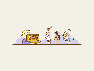 Take a photo with Polaroid. camera click finger hand heart illustration lens love photo polaroid shop snap