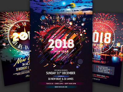 New Year Flyer Bundle Vol.10 download firework fireworks flyer graphicriver new year night nye photoshop poster psd template