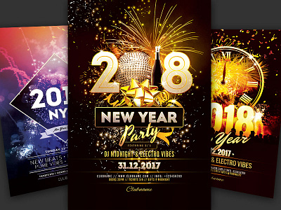 New Year Flyer Bundle Vol.09 download firework fireworks flyer graphicriver new year night nye photoshop poster psd template