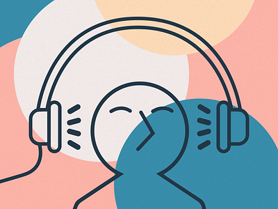 Music flat headphones illustration line music person sketch