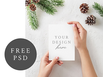 Free PSD Christmas Card Mockup card christmas download free freebie greeting card invitation mock up mockup new year psd
