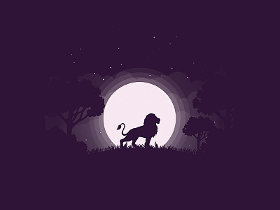 Majestic Lion animal dark forest light lion majestic moon moonlight purple vector wild wildlife