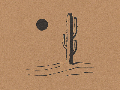 Lone Cactus cactus desert drawing illustration landscape nature vintage western