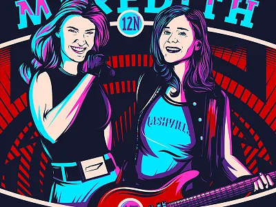Meredith and Lauren's Blessed Tour 5 color guitar microphone music nashville rock tennessee vector women