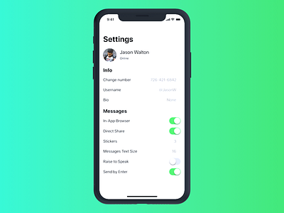 Daily Ui #6 - Settings app design daily daily ui dailyui gradient iphone x settings ui ui ui design ux ux design