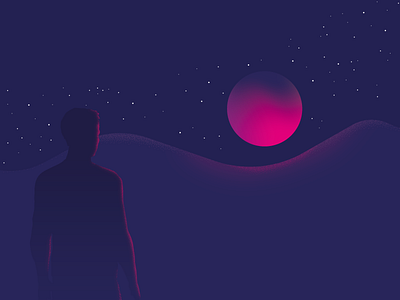Planet II illustration light new night planet project purple stars trajlov