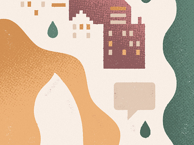 Hannover bubble building city drop illustration light river speak texture