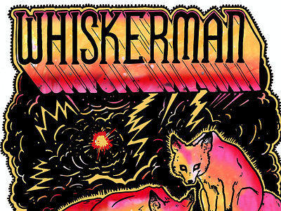 Whiskerman Poster 1-26-2018 concert design fox gig illustration poster