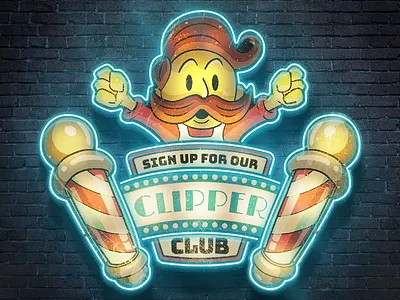 Barber Shop Retro Neon Sign Illustration barber book hair illustration layout marketing neon retro